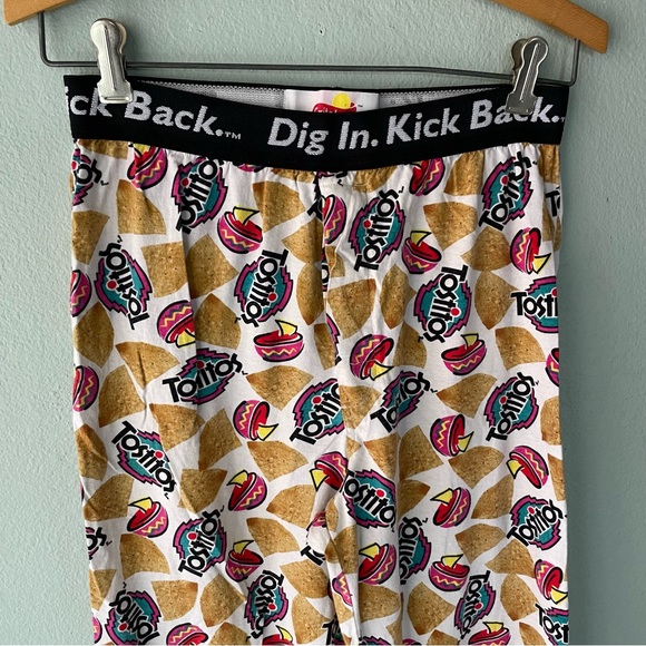 🦞3/$30🦞 Frito Lay | Y2k 2002 Tostitos “Dig In. Kick Back.” Chips Lounge Pants - Picture 4 of 9
